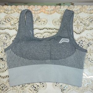 Pursue Fitness grey ribbed sports bra